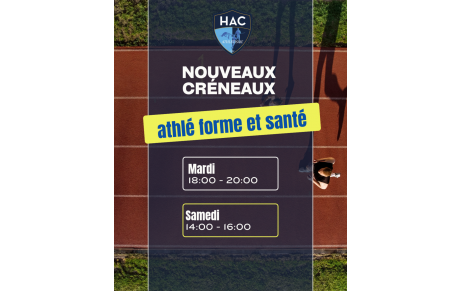 Ouverture de deux nouveaux créneaux Athlé Sport &amp; Santé !